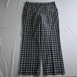Vtg Bespoke 34x30 Plaid Cotton Flat‎ Front Bootcut Golf Mens Pants
